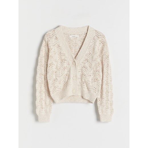 Reserved - Ażurowy kardigan - złamana biel ze sklepu Reserved w kategorii Swetry dziewczęce - zdjęcie 171226554