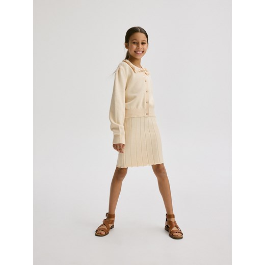Reserved - Dzianinowa spódnica w prążek - kremowy ze sklepu Reserved w kategorii Spódnice dziewczęce - zdjęcie 171226562