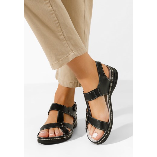 Czarne sandały damskie skórzane Zinna ze sklepu Zapatos w kategorii Sandały damskie - zdjęcie 171227610
