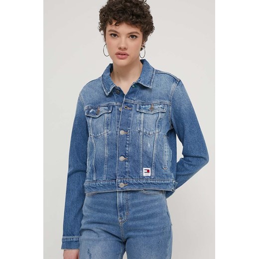 Tommy Jeans kurtka jeansowa damska kolor niebieski przejściowa DW0DW17653 ze sklepu ANSWEAR.com w kategorii Kurtki damskie - zdjęcie 171227920