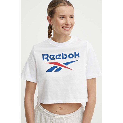Reebok t-shirt bawełniany Identity damski kolor biały 100037593 Reebok M ANSWEAR.com