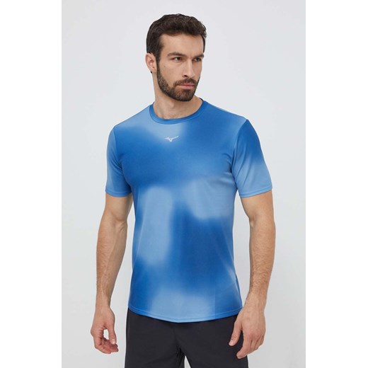 Mizuno t-shirt do biegania Core Graphic kolor niebieski wzorzysty J2GAB010 ze sklepu ANSWEAR.com w kategorii T-shirty męskie - zdjęcie 171228680