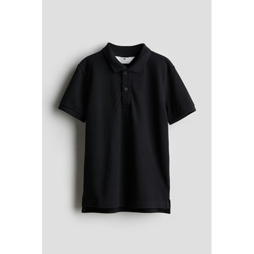 H & M - Top polo z bawełnianej piki - Czarny ze sklepu H&M w kategorii T-shirty chłopięce - zdjęcie 171230354