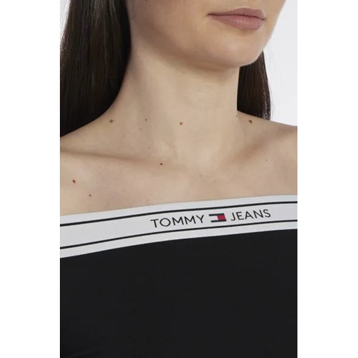 Bluzka damska Tommy Jeans z poliamidu casual z okrągłym dekoltem 