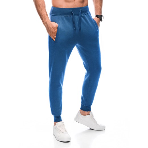 Spodnie męskie dresowe 928P - niebieskie ze sklepu Edoti w kategorii Spodnie męskie - zdjęcie 171231170