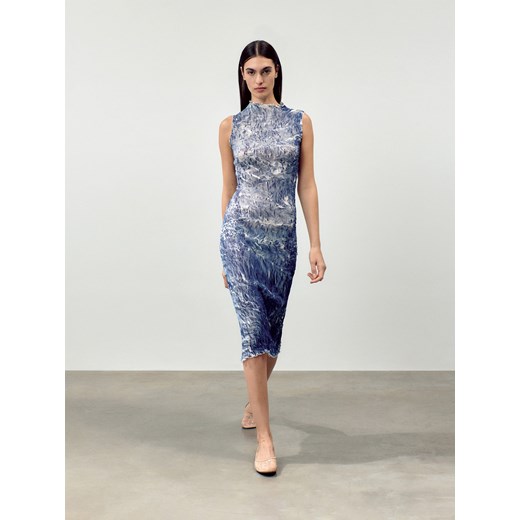 Reserved - Sukienka ze strukturalnej tkaniny - niebieski ze sklepu Reserved w kategorii Sukienki - zdjęcie 171231590