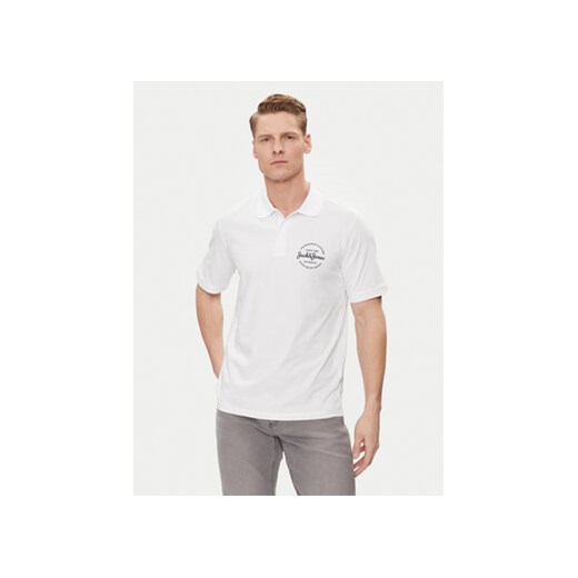 Jack&Jones Polo Forest 12248621 Biały Standard Fit ze sklepu MODIVO w kategorii T-shirty męskie - zdjęcie 171234123
