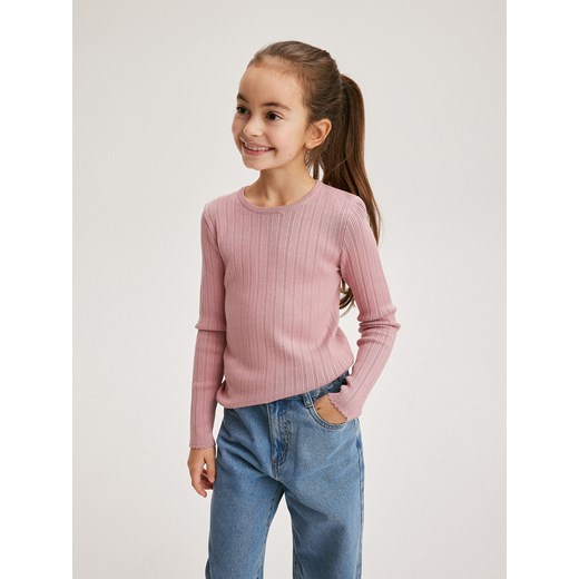 Reserved - Prążkowany sweter - różowy ze sklepu Reserved w kategorii Swetry dziewczęce - zdjęcie 171236852