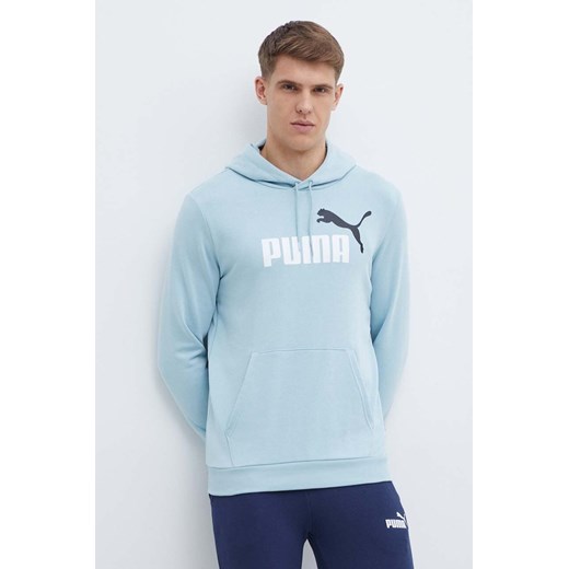 Puma bluza męska kolor turkusowy z kapturem 586765 ze sklepu ANSWEAR.com w kategorii Bluzy męskie - zdjęcie 171237180