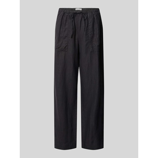 Spodnie lniane w jednolitym kolorze ze sklepu Peek&Cloppenburg  w kategorii Spodnie damskie - zdjęcie 171246130