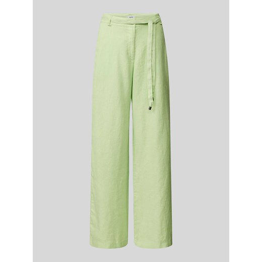 Spodnie lniane z wiązanym paskiem ze sklepu Peek&Cloppenburg  w kategorii Spodnie damskie - zdjęcie 171246131