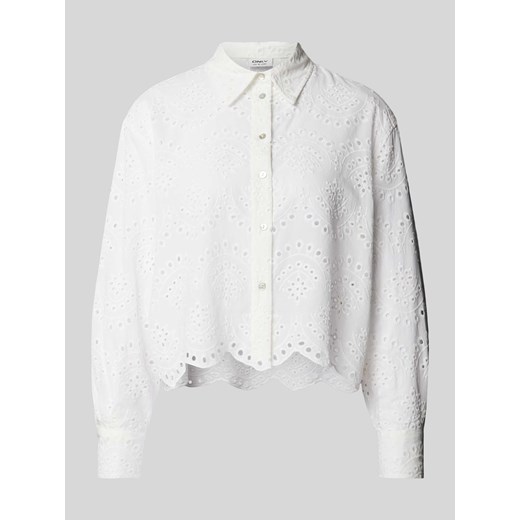Bluzka koszulowa krótka z haftem angielskim model ‘VALAIS’ ze sklepu Peek&Cloppenburg  w kategorii Koszule damskie - zdjęcie 171246262