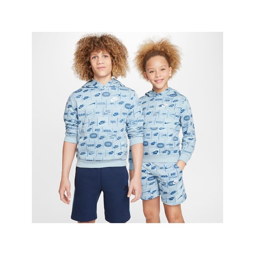 Bluza z kapturem dla dużych dzieci Nike Sportswear Club Fleece - Niebieski ze sklepu Nike poland w kategorii Bluzy chłopięce - zdjęcie 171246302
