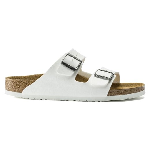 Klapki damskie BIRKENSTOCK na lato welurowe na płaskiej podeszwie białe casual bez zapięcia