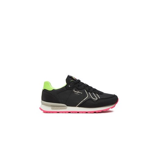 Pepe Jeans Sneakersy Brit Neon W PLS40011 Czarny ze sklepu MODIVO w kategorii Buty sportowe damskie - zdjęcie 171251890