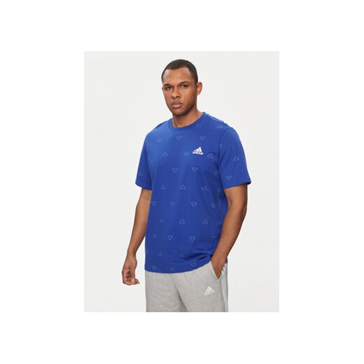 adidas T-Shirt Seasonal Essentials Monogram Graphic IU0284 Niebieski Regular Fit ze sklepu MODIVO w kategorii T-shirty męskie - zdjęcie 171253444