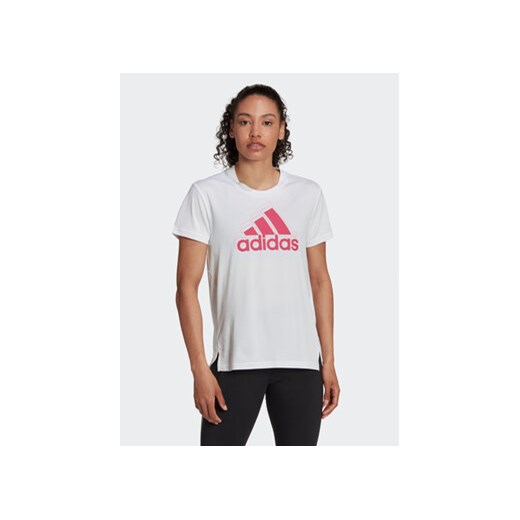 adidas Koszulka techniczna 3-Stripes Sport Brand Love T-Shirt HK6514 Biały Regular Fit ze sklepu MODIVO w kategorii Bluzki damskie - zdjęcie 171256200