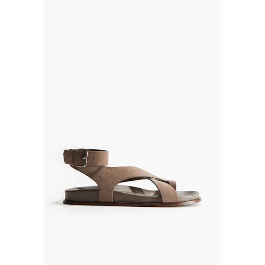 H & M - Zamszowe sandały - Beżowy ze sklepu H&M w kategorii Sandały damskie - zdjęcie 171256974