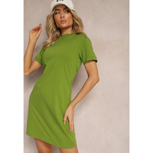 Zielona T-shirtowa Sukienka Sportowo-Casualowa z Elastycznej Bawełny Starlin ze sklepu Renee odzież w kategorii Sukienki - zdjęcie 171258634
