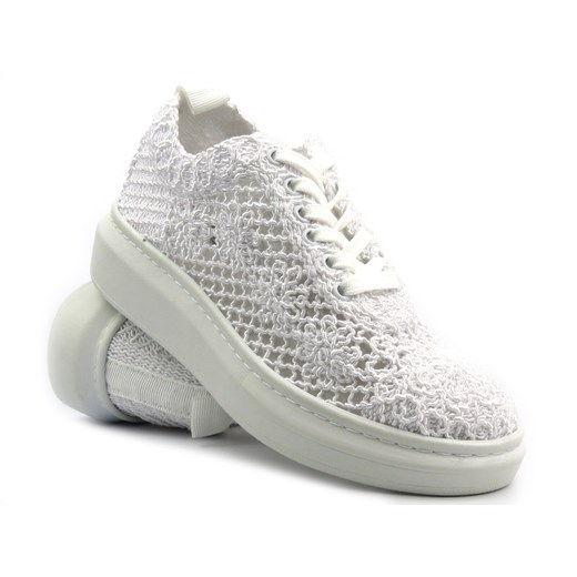 Koronkowe półbuty, sneakersy damskie - Artiker 50C1115, białe ze sklepu ulubioneobuwie w kategorii Półbuty damskie - zdjęcie 171259601
