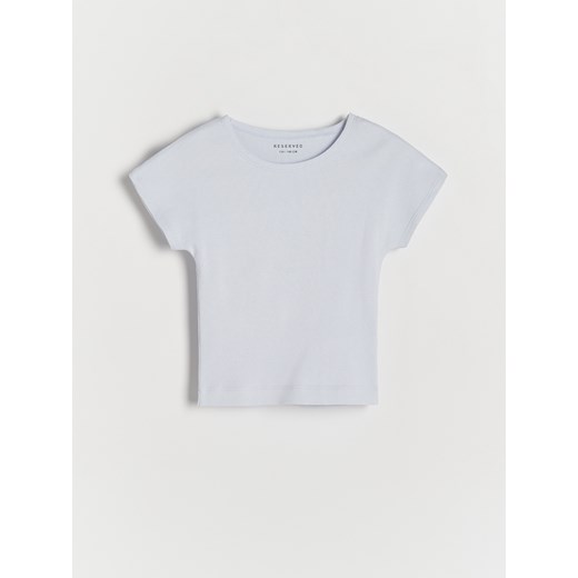 Reserved - Prążkowany t-shirt - jasnoniebieski ze sklepu Reserved w kategorii Bluzki dziewczęce - zdjęcie 171259854