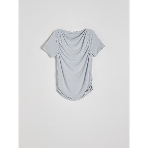Reserved - T-shirt z marszczeniem - jasnoniebieski ze sklepu Reserved w kategorii Bluzki damskie - zdjęcie 171260160
