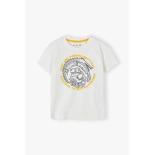 Biały t-shirt dla chłopca bawełniany z nadrukiem 5.10.15. 92 okazyjna cena 5.10.15