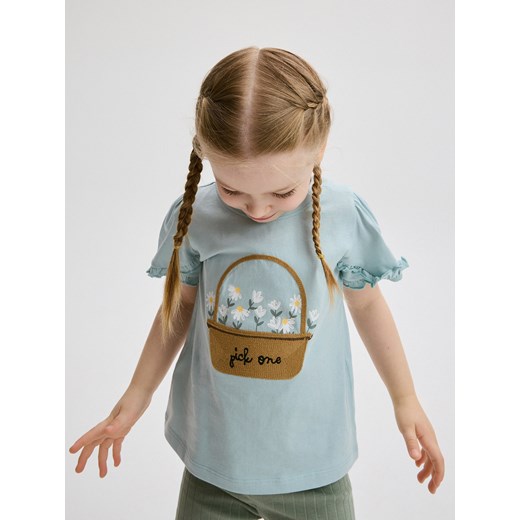 Reserved - T-shirt z ozdobną aplikacją - jasnoturkusowy ze sklepu Reserved w kategorii Bluzki dziewczęce - zdjęcie 171261422