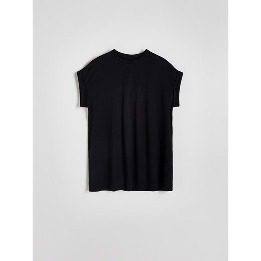 Reserved - T-shirt z modalem - czarny ze sklepu Reserved w kategorii Bluzki damskie - zdjęcie 171261694