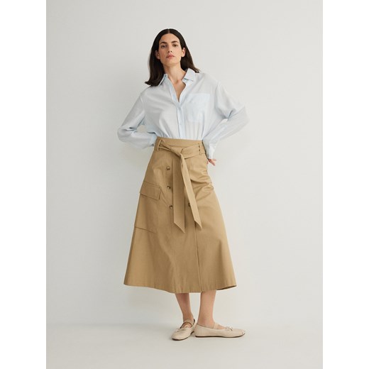 Reserved - Bawełniana spódnica maxi - beżowy ze sklepu Reserved w kategorii Spódnice - zdjęcie 171262034