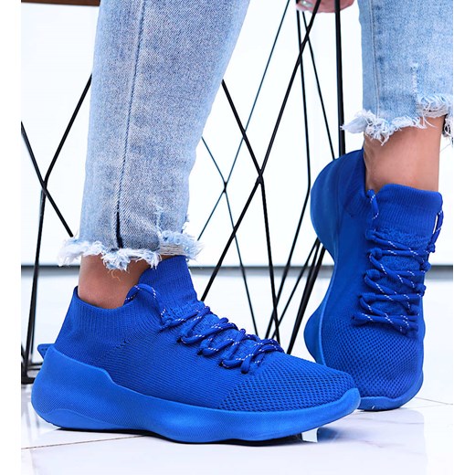 Niebieskie wkładane buty sportowe /E3-2 15916 T195/ ze sklepu Pantofelek24.pl w kategorii Buty sportowe damskie - zdjęcie 171262352