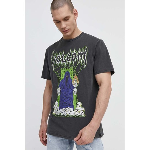 Volcom t-shirt bawełniany męski kolor szary z nadrukiem ze sklepu ANSWEAR.com w kategorii T-shirty męskie - zdjęcie 171263072