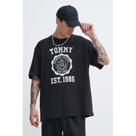 Tommy Jeans t-shirt bawełniany męski kolor czarny z nadrukiem DM0DM18560 ze sklepu ANSWEAR.com w kategorii T-shirty męskie - zdjęcie 171263232