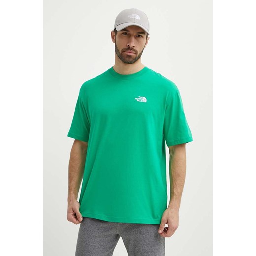 The North Face t-shirt bawełniany Essential męski kolor zielony z aplikacją NF0A87NRPO81 ze sklepu ANSWEAR.com w kategorii T-shirty męskie - zdjęcie 171263241