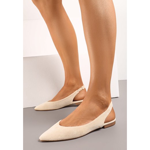 Beżowe Sandały Slingback z Noskiem w Szpic Arrilla ze sklepu born2be.pl w kategorii Balerinki - zdjęcie 171263811