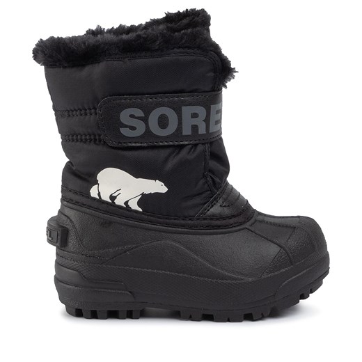 Śniegowce Sorel Childrens Snow Commander NC1960 Black/Charcoal 010 ze sklepu eobuwie.pl w kategorii Buty zimowe dziecięce - zdjęcie 171264332