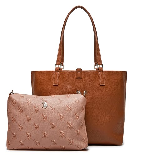Brązowa shopper bag U.S Polo Assn. matowa na ramię elegancka duża 