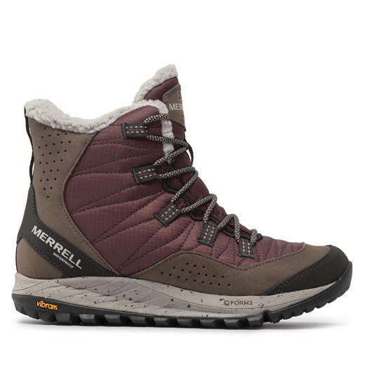 Śniegowce Merrell Antora Sneaker Boot Wp J066930 Bordowy ze sklepu eobuwie.pl w kategorii Buty trekkingowe damskie - zdjęcie 171266474