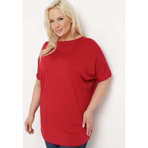 Bordowy T-shirt z Rękawami w typie Nietoperza Salilena ze sklepu Born2be Odzież w kategorii Bluzki damskie - zdjęcie 171267582