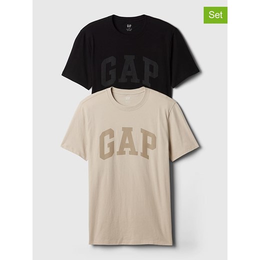 GAP Koszulki (2 szt.) w kolorze czarnym i beżowym ze sklepu Limango Polska w kategorii T-shirty męskie - zdjęcie 171269232