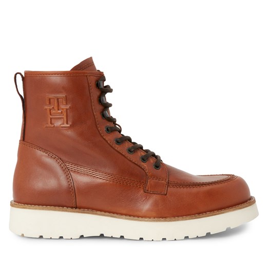 Kozaki Tommy Hilfiger Th American Warm Leather Boot FM0FM04668 Brązowy ze sklepu eobuwie.pl w kategorii Buty zimowe męskie - zdjęcie 171276202
