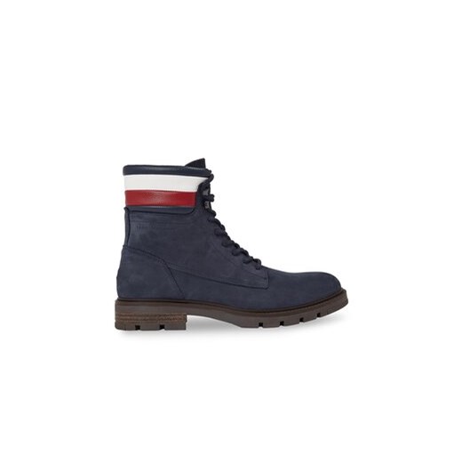 Tommy Hilfiger Trapery Corporate Hilfiger Nubuck Boot FM0FM04801 Niebieski ze sklepu MODIVO w kategorii Buty zimowe męskie - zdjęcie 171278101