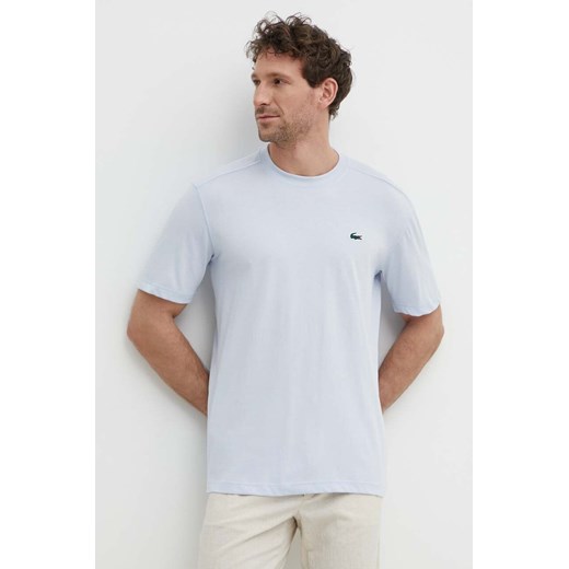 Lacoste t-shirt męski kolor niebieski gładki ze sklepu ANSWEAR.com w kategorii T-shirty męskie - zdjęcie 171279700