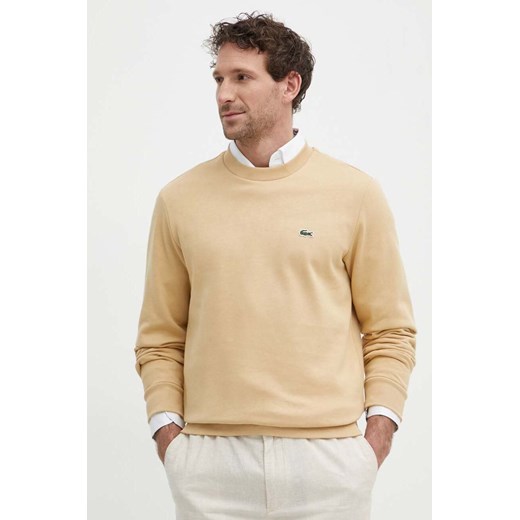 Lacoste bluza męska kolor beżowy gładka ze sklepu ANSWEAR.com w kategorii Bluzy męskie - zdjęcie 171279710