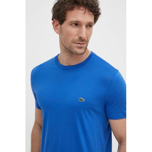 Lacoste t-shirt bawełniany kolor niebieski gładki ze sklepu ANSWEAR.com w kategorii T-shirty męskie - zdjęcie 171279720