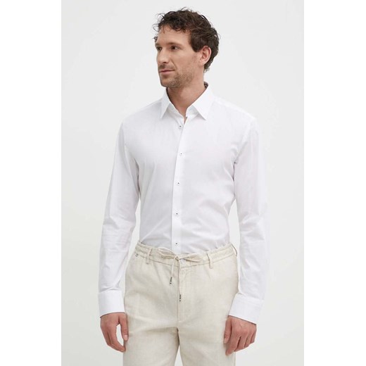 BOSS koszula męska kolor biały slim z kołnierzykiem klasycznym 50512652 ze sklepu ANSWEAR.com w kategorii Koszule męskie - zdjęcie 171279770