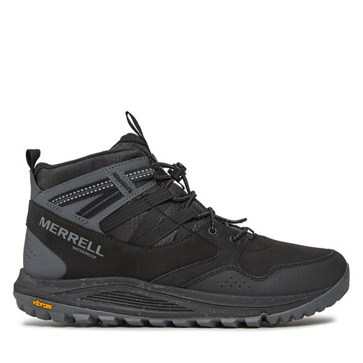 Trekkingi Merrell Nova Sneaker Boot Bungee Mid Wp J067109 Black ze sklepu eobuwie.pl w kategorii Buty trekkingowe męskie - zdjęcie 171285171
