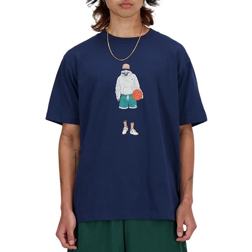 Granatowy t-shirt męski New Balance z krótkim rękawem 