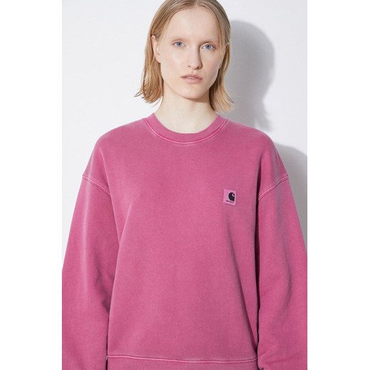 Carhartt WIP bluza bawełniana Nelson damska kolor różowy gładka I029537.1YTGD ze sklepu PRM w kategorii Bluzy damskie - zdjęcie 171298462