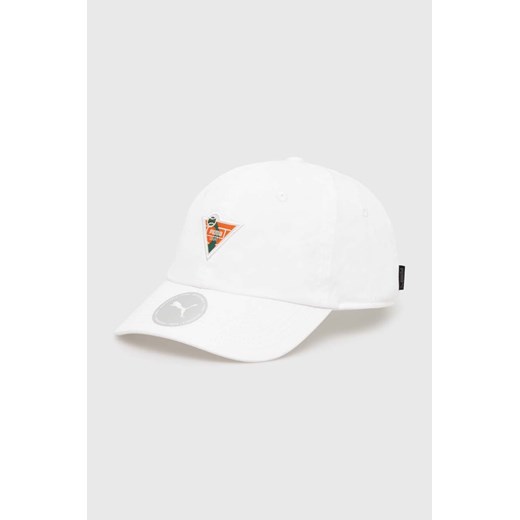 Puma czapka z daszkiem bawełniana PRIME Dad kolor biały z aplikacją 246050 ze sklepu PRM w kategorii Czapki z daszkiem damskie - zdjęcie 171298561
